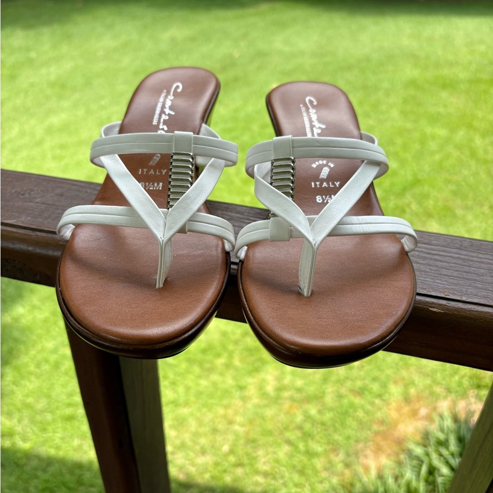 Contesa Italian White Sandals